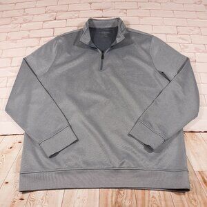 Hickey Freeman 1/4 Zip Pullover Sweatshirt Mens Large Gray Blue Pinstriped Golf